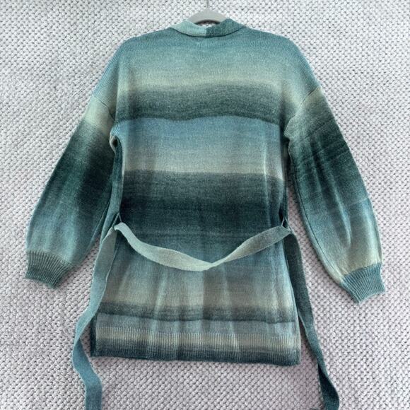 LC Lauren Conrad Cardigan Womens S Green Knit Open Front Belted Bishop Sleeve - Picture 6 of 13
